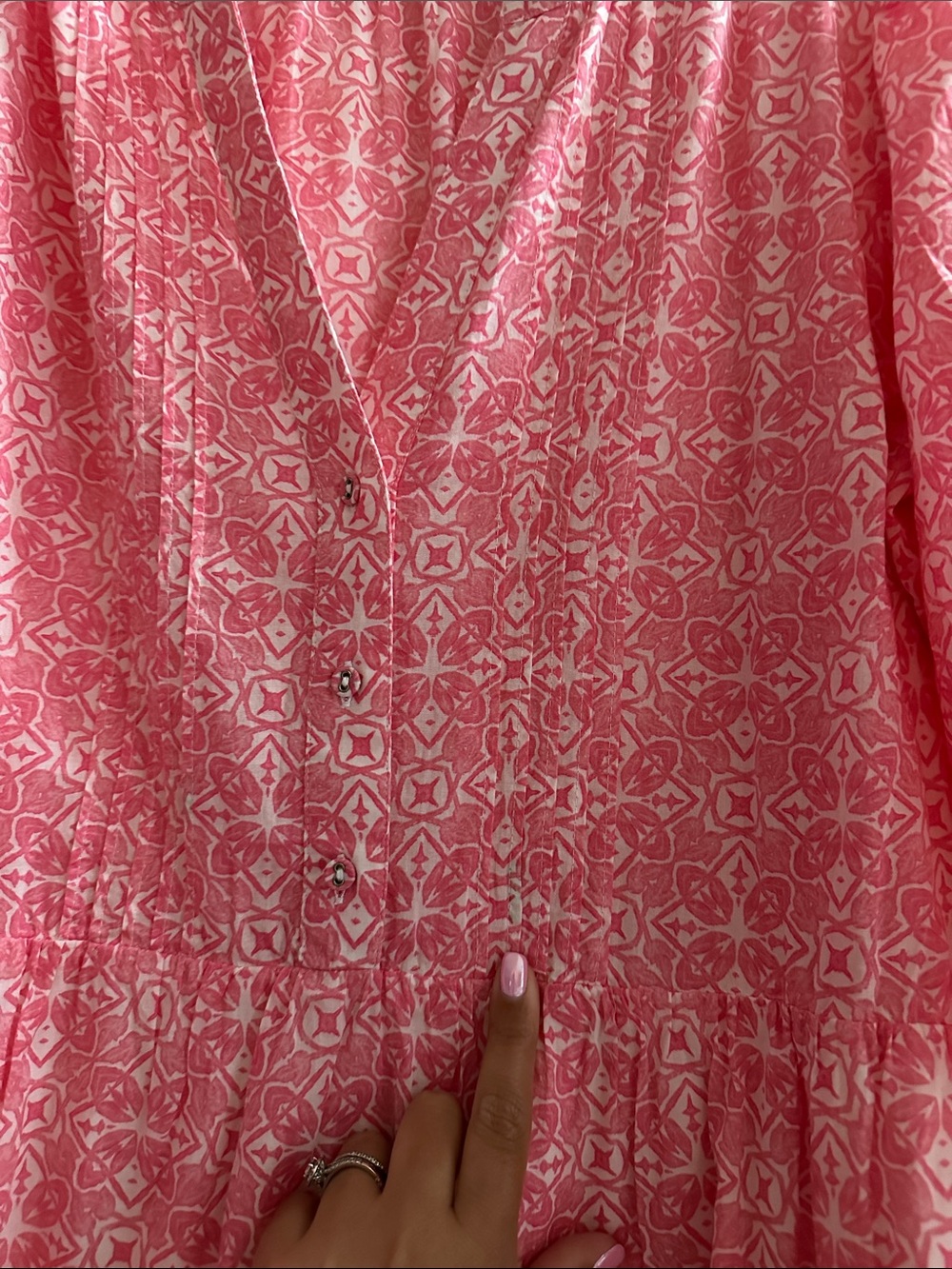 Vineyard Vines Pink Mini Tiered Cotton Dress L Resortwear Lightweight Coastal - Picture 4 of 10